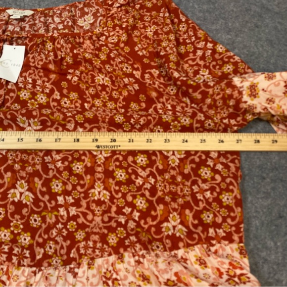 Cato Tiered Floral Print Bohemian Blouse Bell Sleeves Size 22/24 NWT - Picture 7 of 12